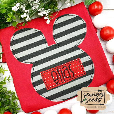 Mouse with Name Tag Applique SS - Sewing Seeds