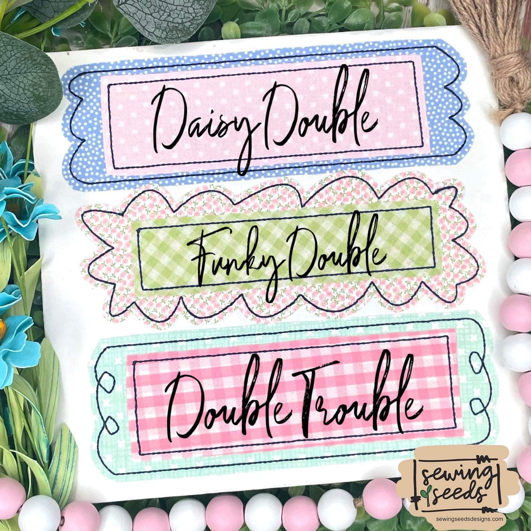 New Double Name Tag Bundle (3 Styles) Applique SS - Sewing Seeds