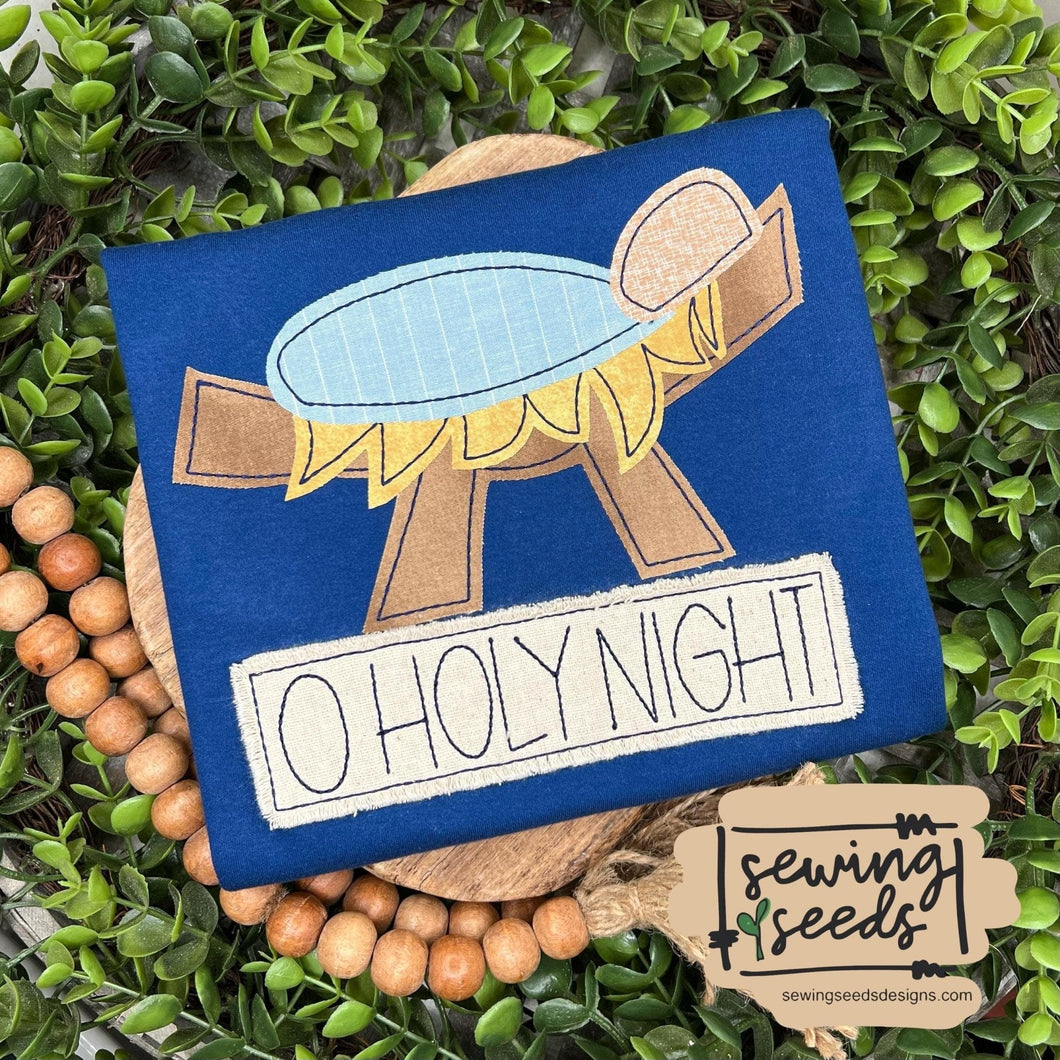 O Holy Night Nativity Baby Jesus Applique SS - Sewing Seeds