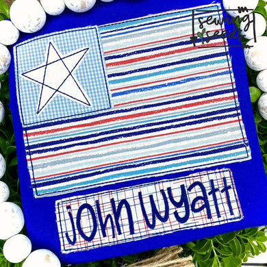Patriotic Flag with Star and Name Tag Applique SS - Sewing Seeds