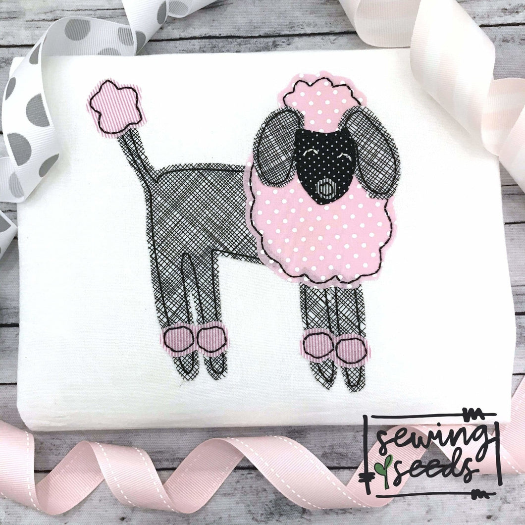 Poodle Dog Applique SS - Sewing Seeds