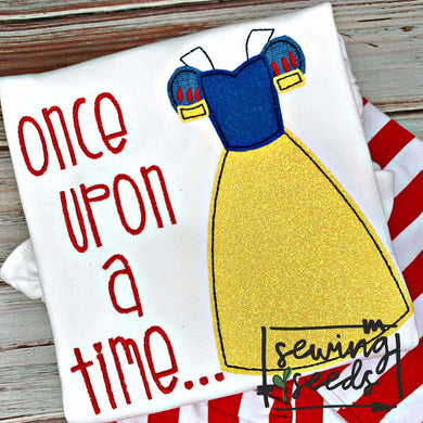 Princess Blue Yellow Dress Applique SS - Sewing Seeds