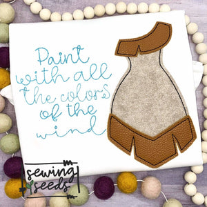 Princess Brown Dress Applique SS - Sewing Seeds