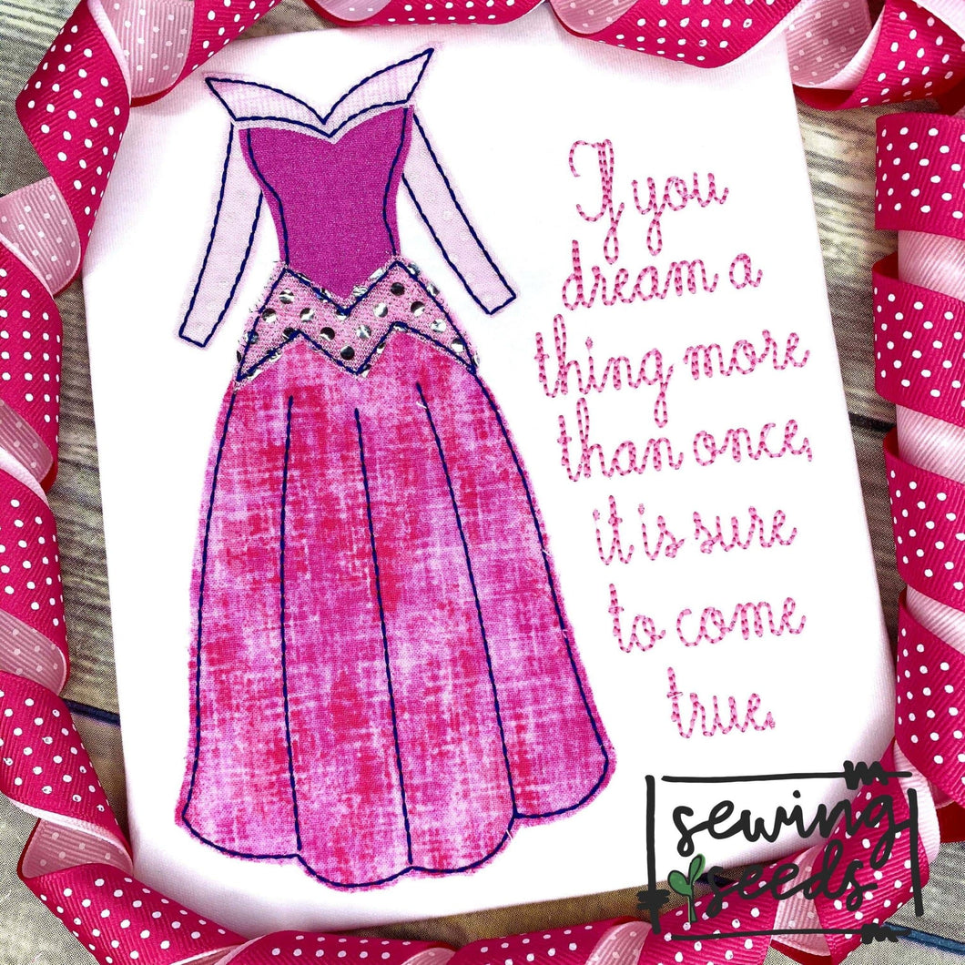 Princess Pink Dress Applique SS - Sewing Seeds