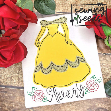 Princess Yellow Dress Applique SS - Sewing Seeds