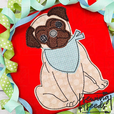 Pug Dog Applique SS - Sewing Seeds