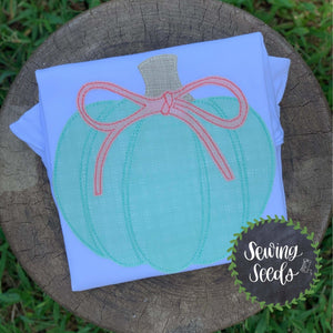 Pumpkin Pieces with Bow Applique SS - Sewing Seeds