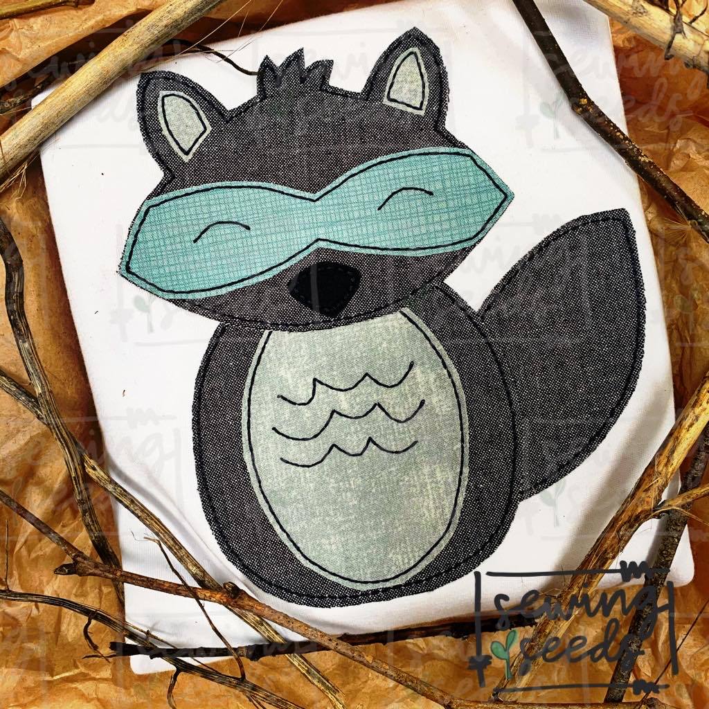 Raccoon Boy Applique SS - Sewing Seeds