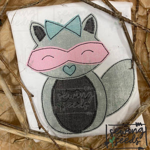 Raccoon Girl Applique SS - Sewing Seeds