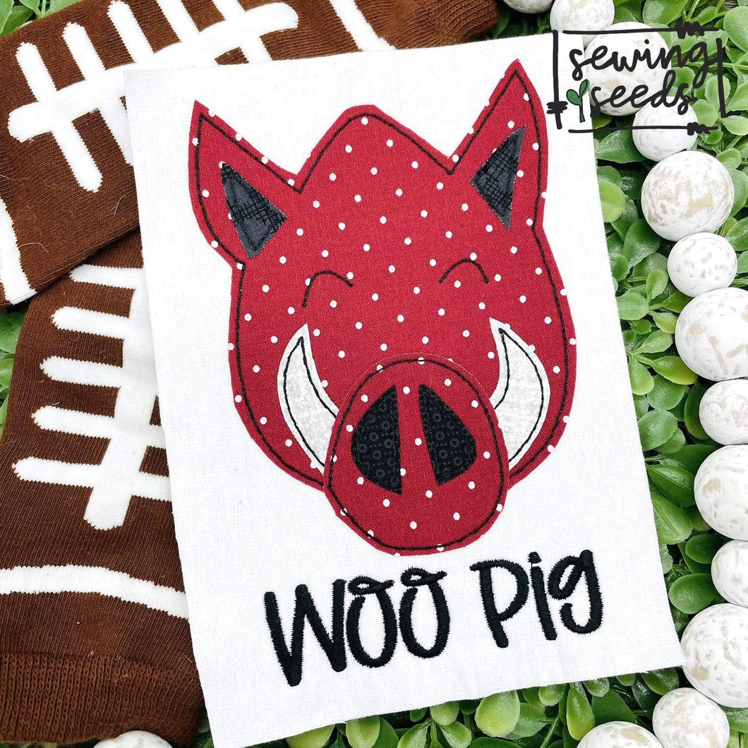 Razorback Hog Boy Applique SS - Sewing Seeds