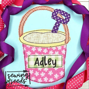 Sand Bucket Pail Applique SS - Sewing Seeds