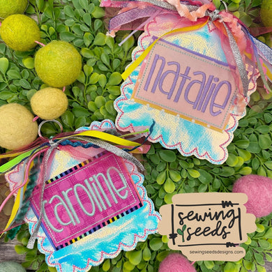 Scalloped Square with Name Tag BAG TAG SS - Sewing Seeds
