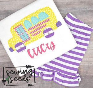 School Bus Applique SS - Sewing Seeds