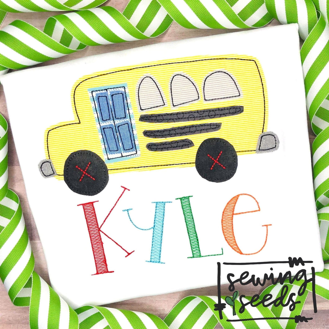 School Bus Applique SS - Sewing Seeds