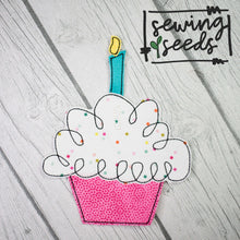 Load image into Gallery viewer, Scribble Birthday Cupcake Banner Applique SS - Sewing Seeds