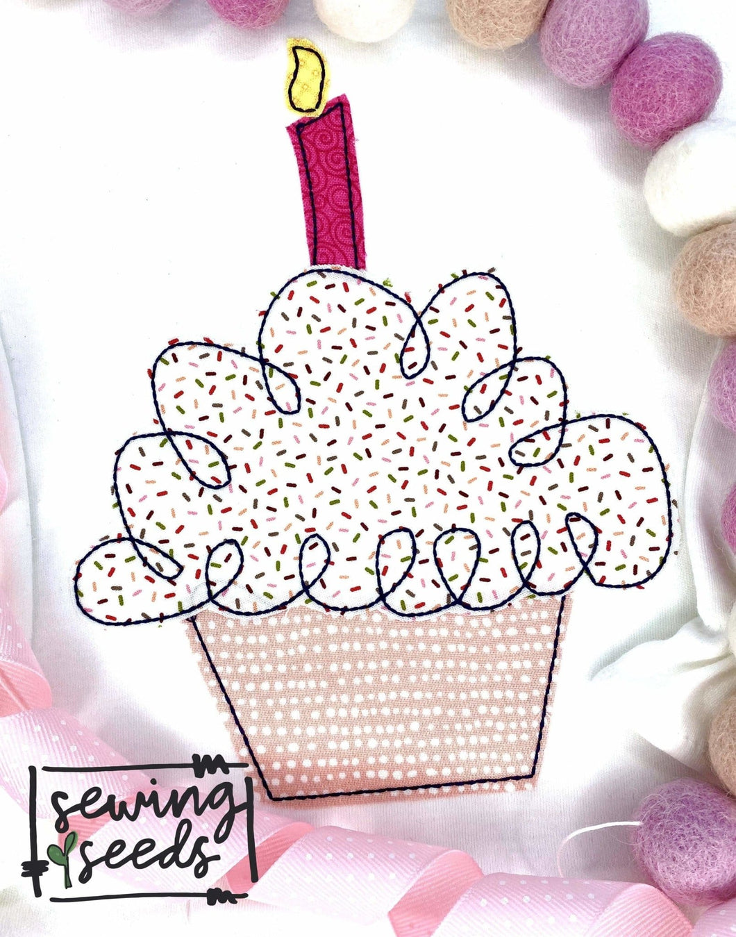 Scribble Cupcake Applique SS - Sewing Seeds