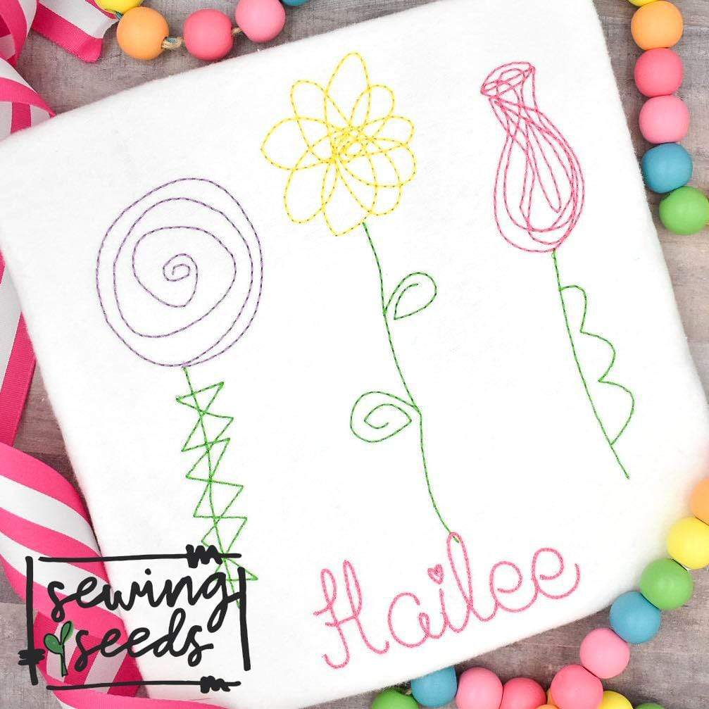 Scribble Simple Flowers Embroidery SS - Sewing Seeds