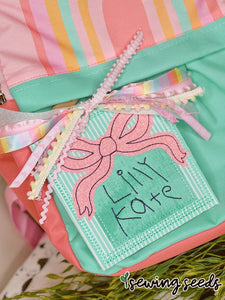 Scribble Square Bow BAG TAG SS - Sewing Seeds