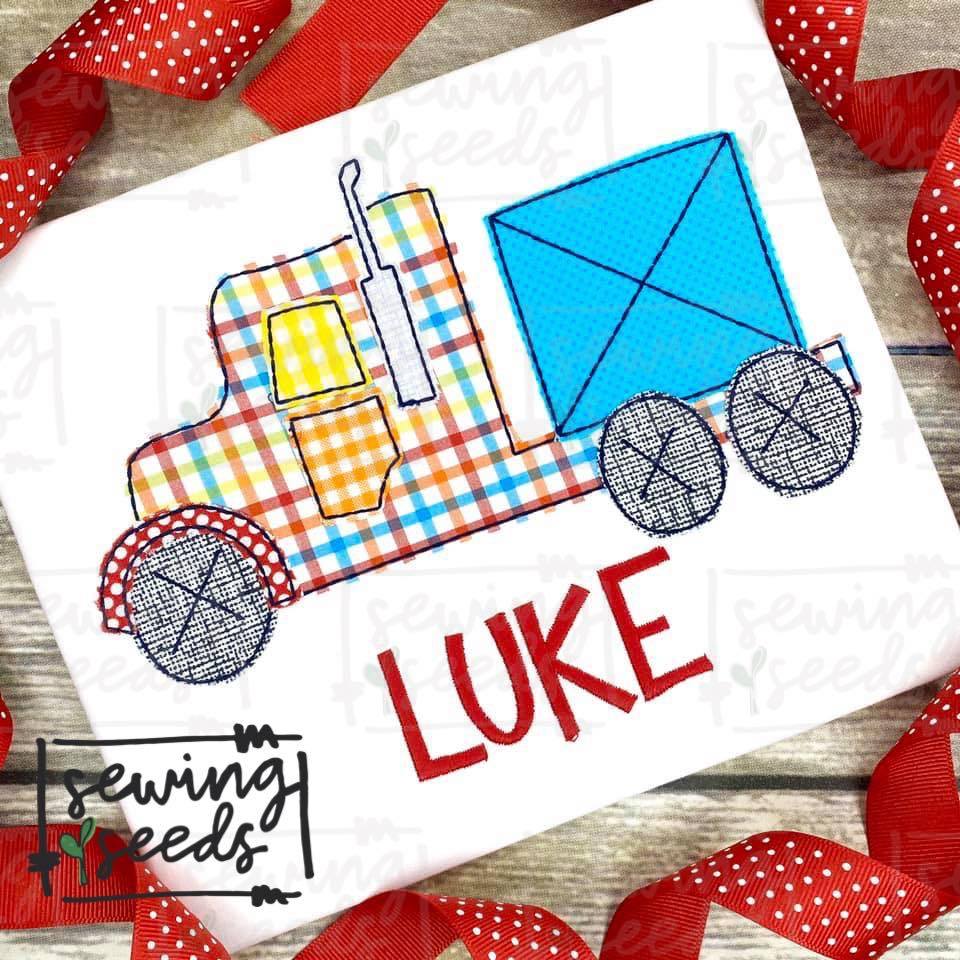 Semi Truck Applique SS - Sewing Seeds