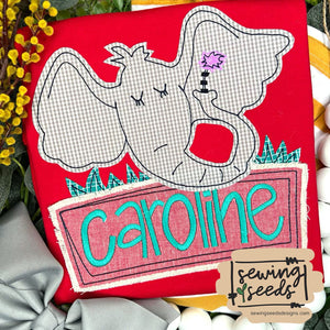 Seuss Horton Elephant with Name Tag Applique SS - Sewing Seeds