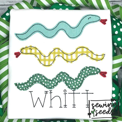 Silly Snake Trio Applique SS - Sewing Seeds
