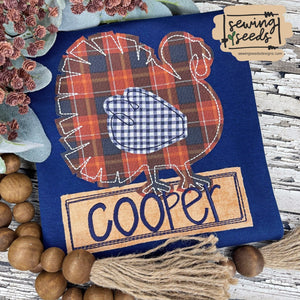 Simple Turkey BOY Applique SS - Sewing Seeds