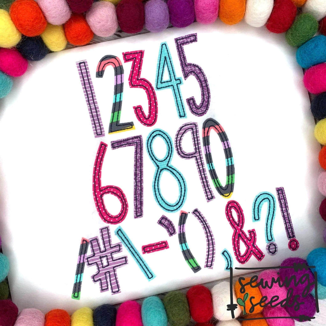 Skinny Seeds Number & Punctuation Add-on Set Applique SS - Sewing Seeds