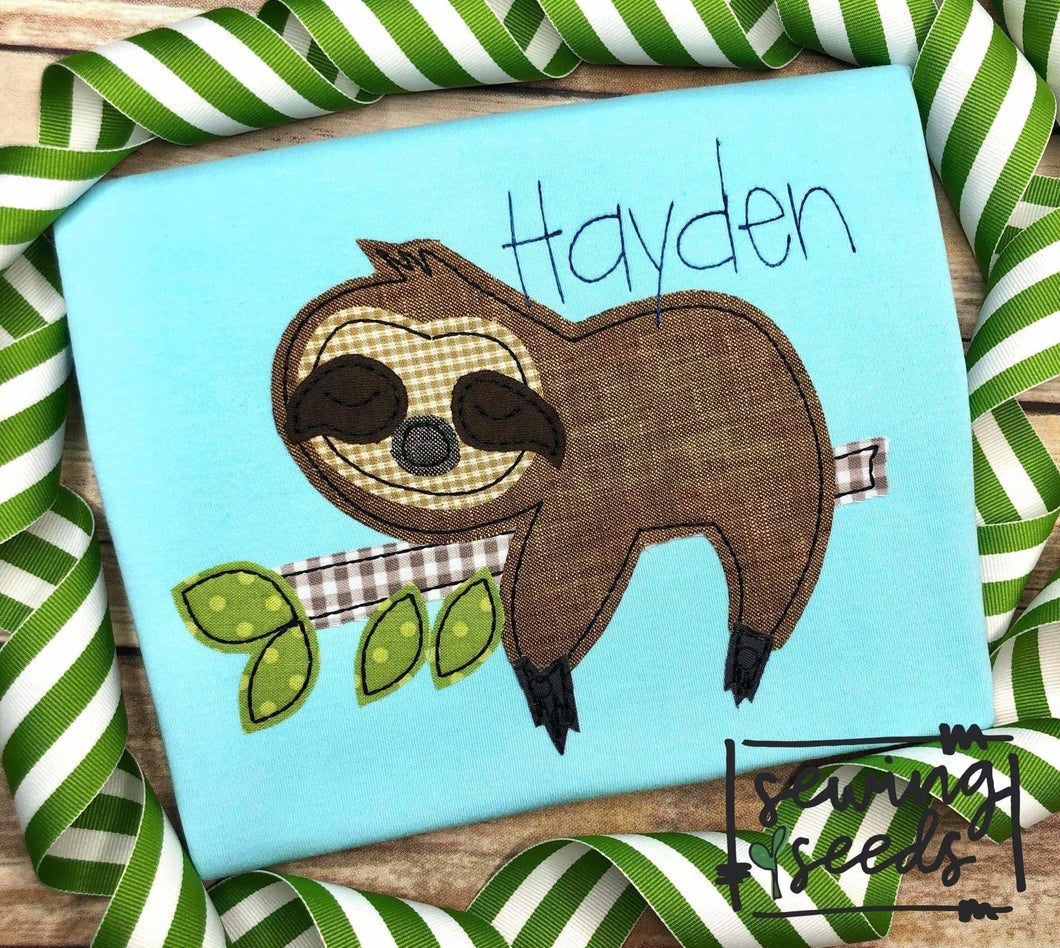 Sloth Applique Applique SS - Sewing Seeds