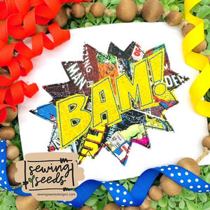 Superhero BAM Applique - Sewing Seeds