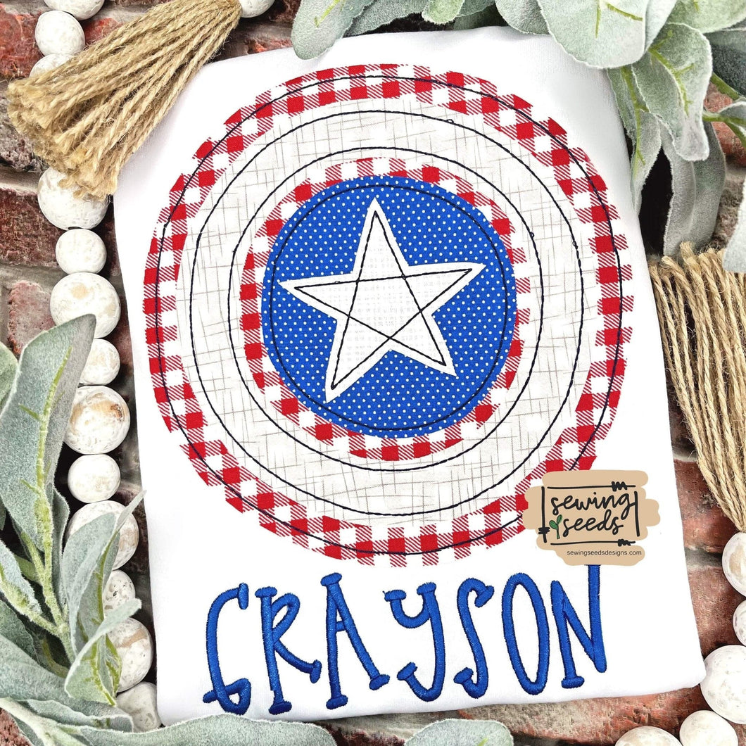 Superhero Captain America Applique - Sewing Seeds