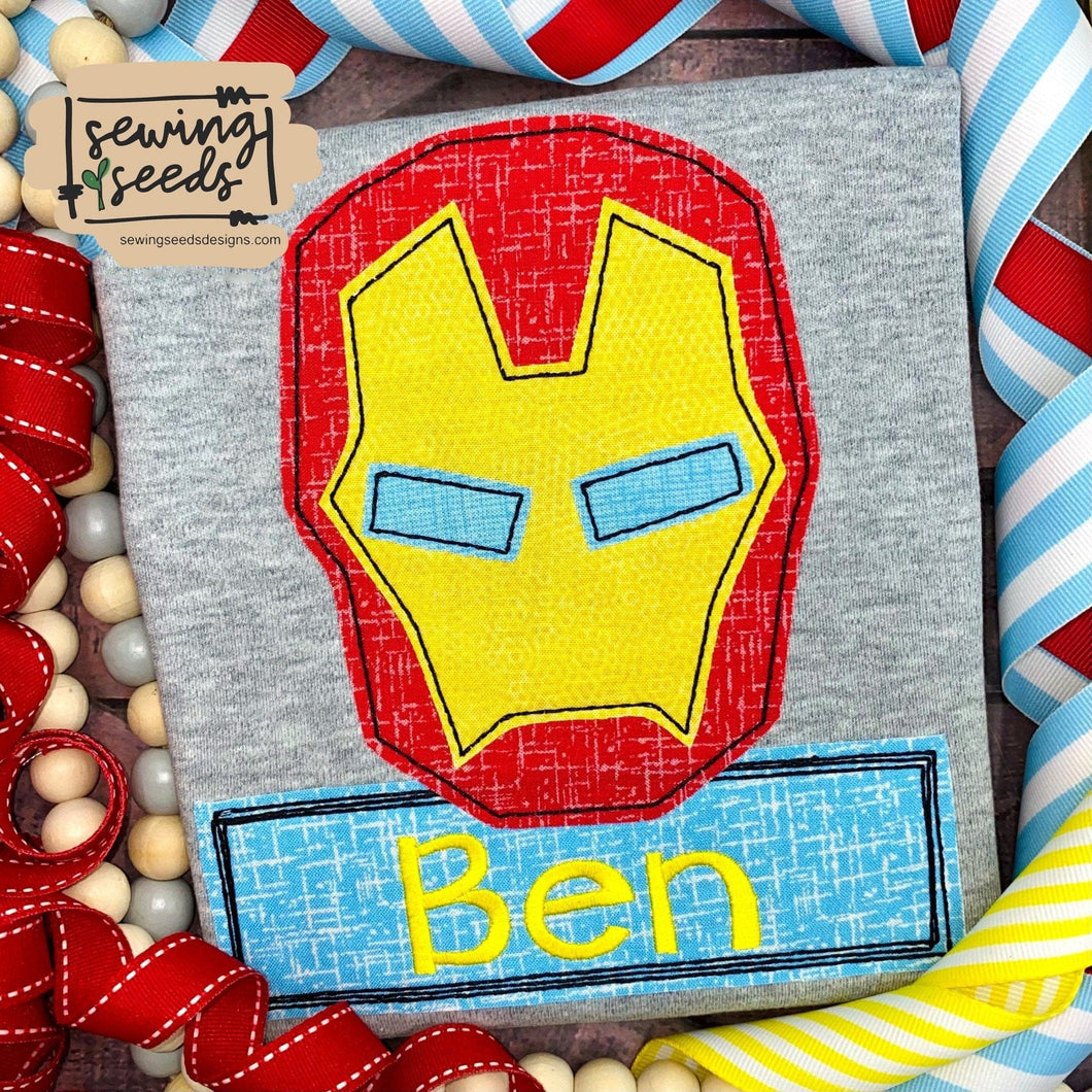 Superhero Ironman Applique - Sewing Seeds