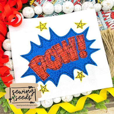 Superhero POW Applique - Sewing Seeds