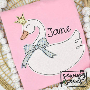 Swan with Bow Applique SS - Sewing Seeds