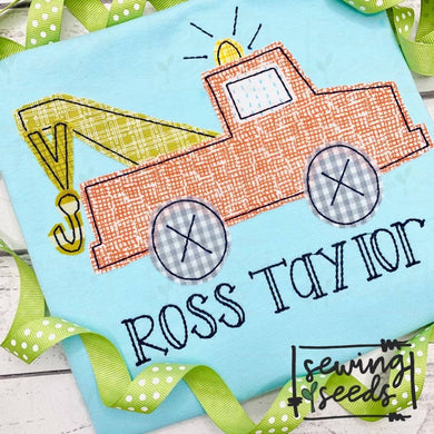 Tow Truck Applique SS - Sewing Seeds