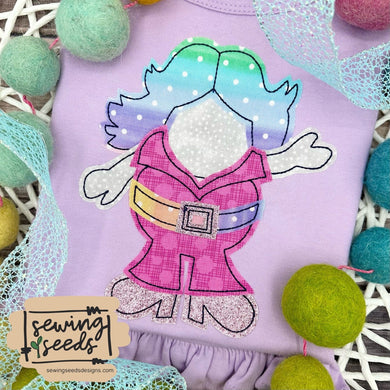 Troll Lady Glitter Sparkles Applique - Sewing Seeds