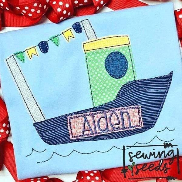 Tug Boat Applique SS - Sewing Seeds