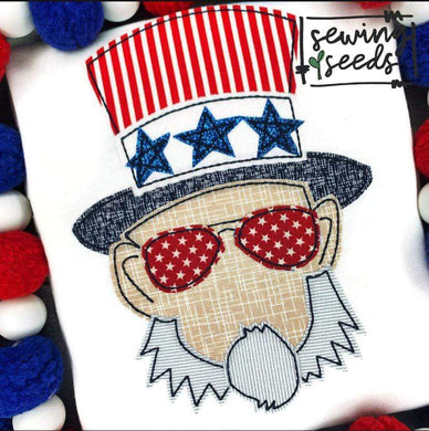 Uncle Sam Patriotic Applique SS - Sewing Seeds