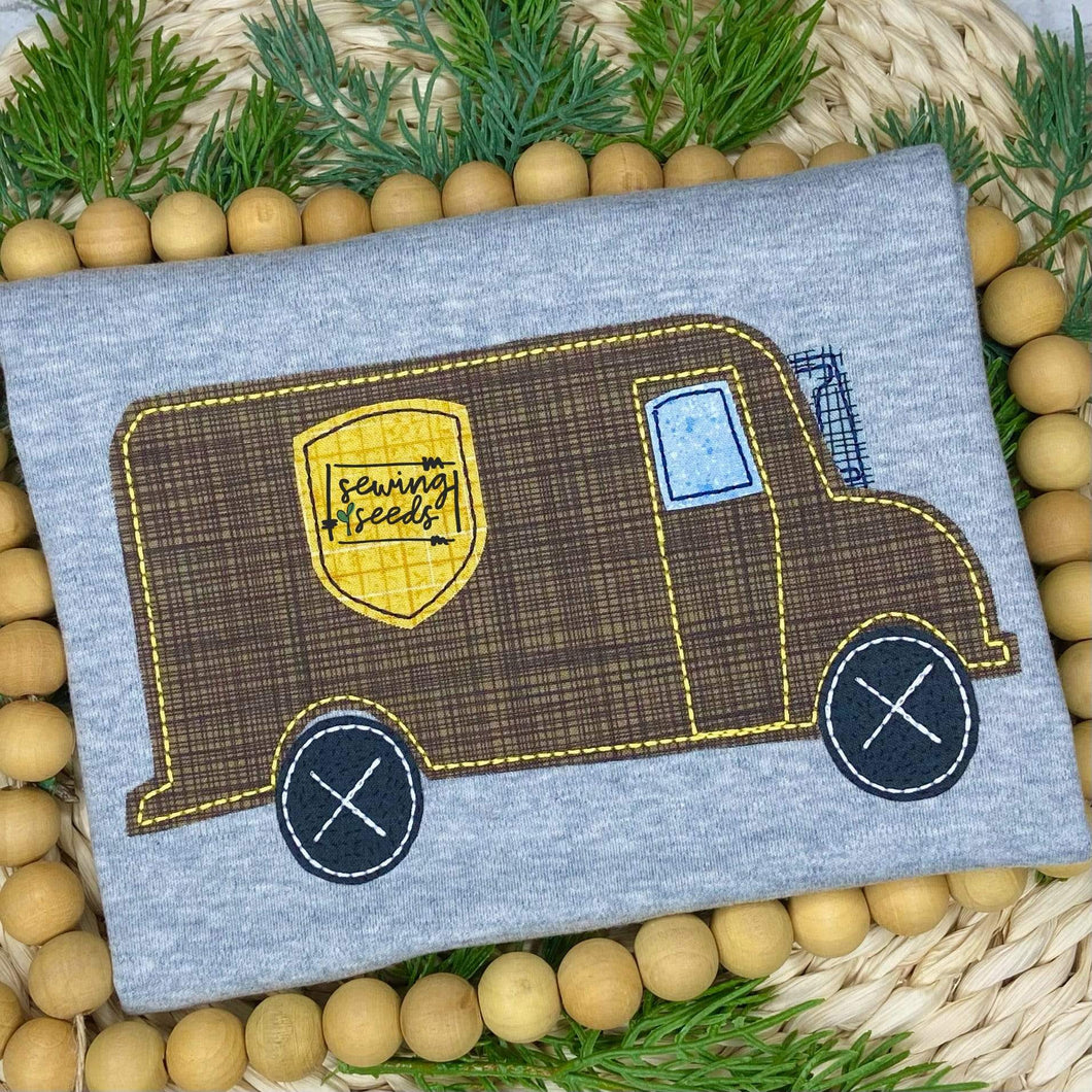 UPS Brown Truck Applique SS - Sewing Seeds