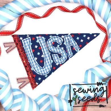 USA Banner Applique SS - Sewing Seeds