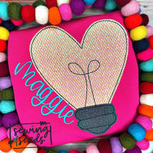Load image into Gallery viewer, Valentine Heart Light Bulb Applique SS - Sewing Seeds