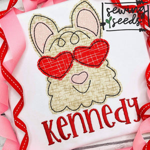 Valentine Heart Llama Applique SS - Sewing Seeds