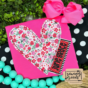 Valentine Heart with Name Tag Applique SS - Sewing Seeds