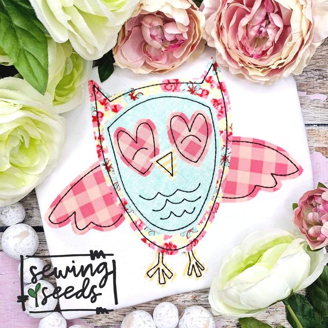 Valentine Owl Applique SS - Sewing Seeds