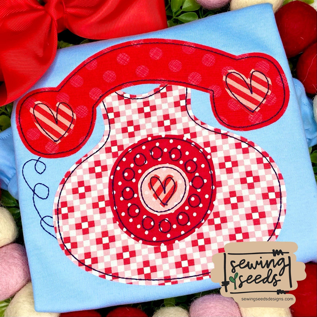 Valentine Phone Applique SS - Sewing Seeds