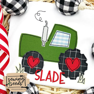Valentine Tractor Applique SS - Sewing Seeds