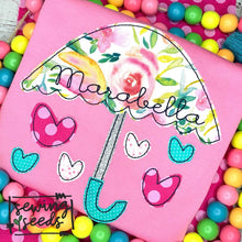 Load image into Gallery viewer, Valentine Umbrella with Hearts Applique SS - Sewing Seeds