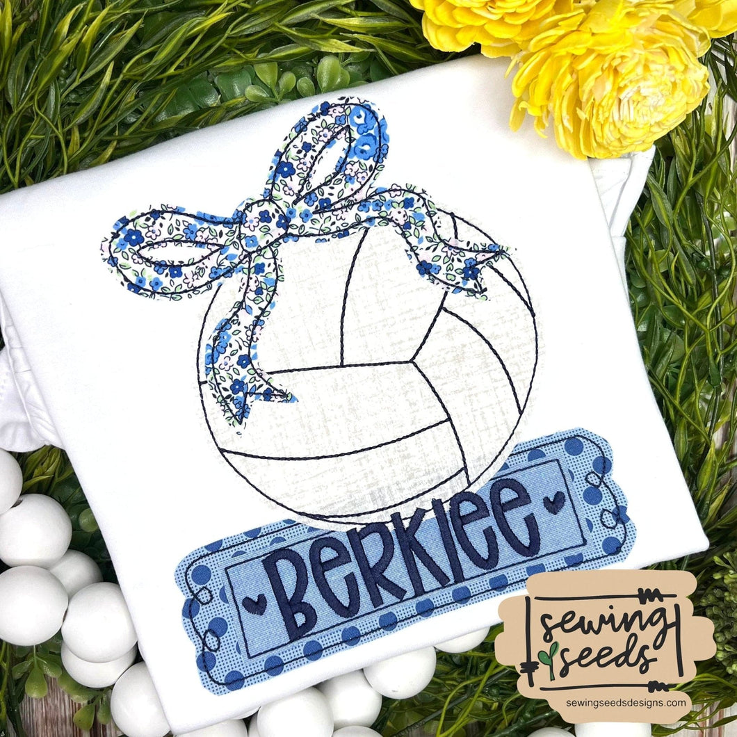 Volleyball with BOW Applique SS - Sewing Seeds