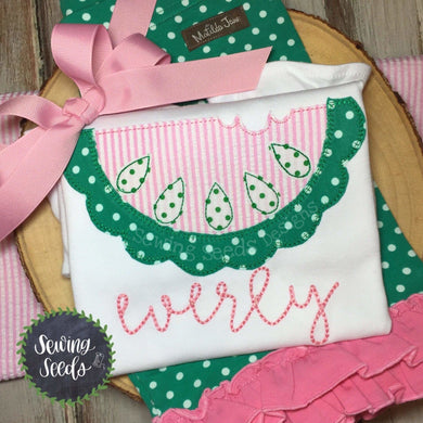 Watermelon Scalloped with Seeds Applique SS - Sewing Seeds