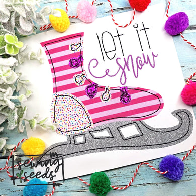 Winter Ice Skate Applique SS - Sewing Seeds