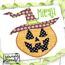 Load image into Gallery viewer, Witch o Lantern Pumpkin Applique SS - Sewing Seeds